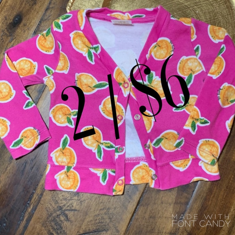 Pink cardigan with citrus print
